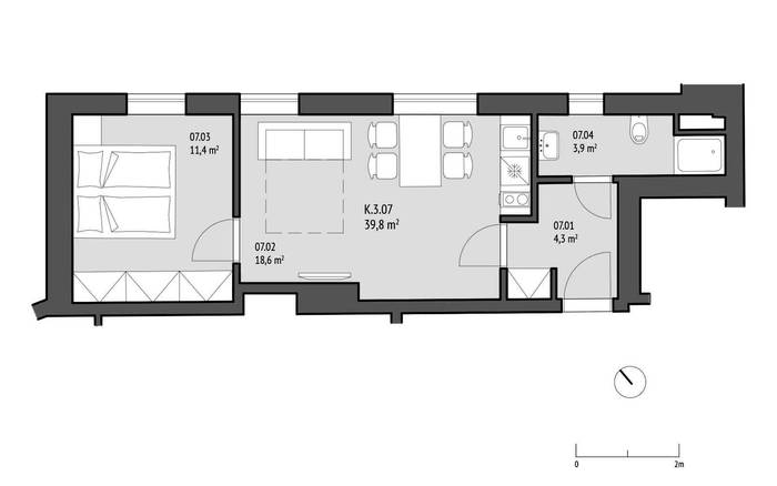 Kotel - 307 Apartmá s jednou ložnicí