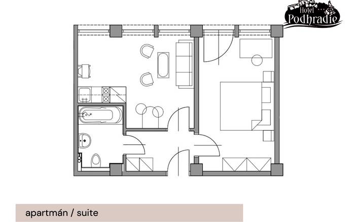 Apartmán - plán izby