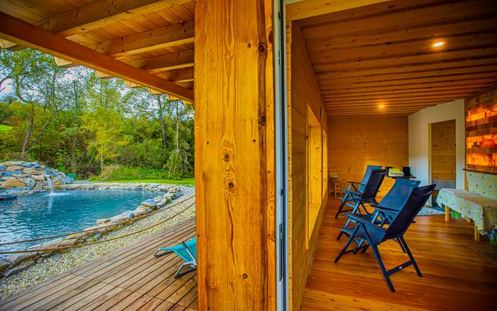 saunový domček + prírodné jazierko