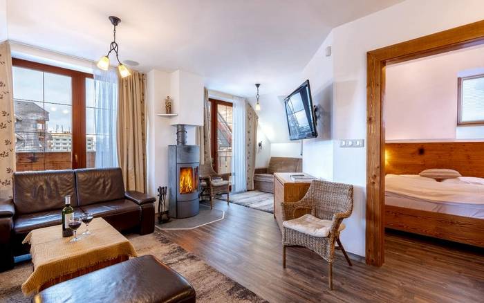 Apartmán Deluxe s 2 spálňami v budove Residence - Výhľad na Tatry