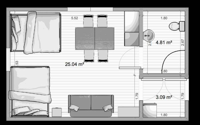 Jižní čtyřlůžkový apartmán