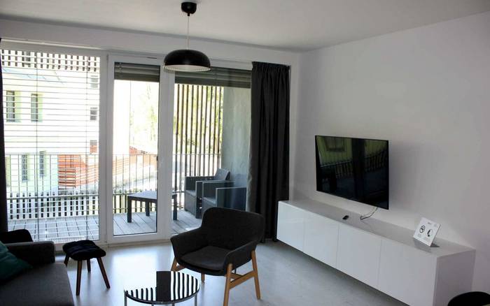 Studio 1+kk s balkonem a rozkládací pohovkou