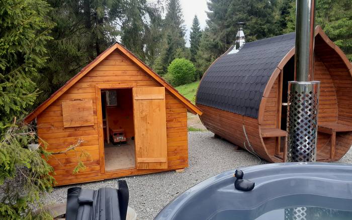 Sauna s detským domčekom