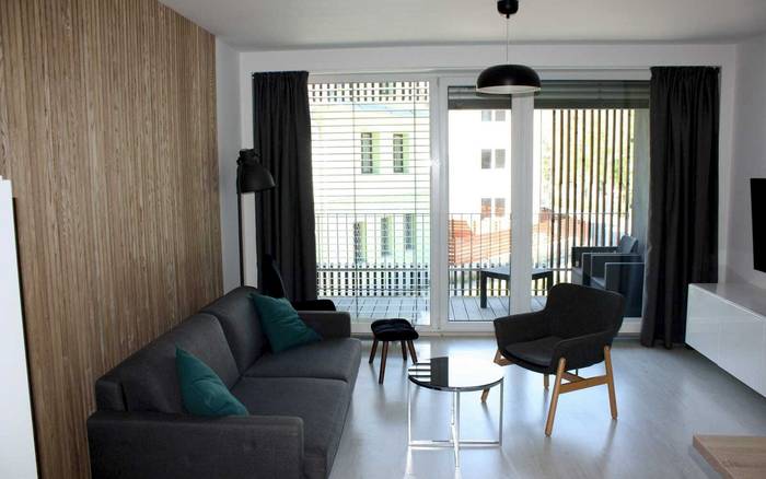 Studio 1+kk s balkonem a rozkládací pohovkou