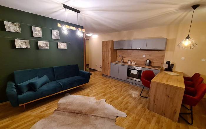 Apartmán Delux s jednou spálňou a balkónom - obývacia miestnosť