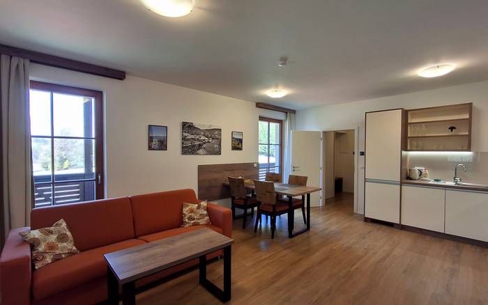 Apartmán A6 - Obývací pokoj s kuchyní