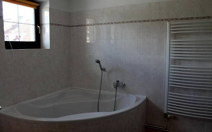 Dvoulůžkový pokoj s manželskou postelí a vanou