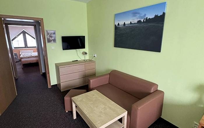 Rodinný pokoj s balkonem 10 s výhledem na sjezdovky