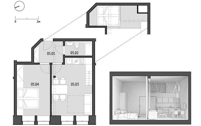 Lysá Hora - 305 Apartmá s jednou ložnicí a spacím patrem