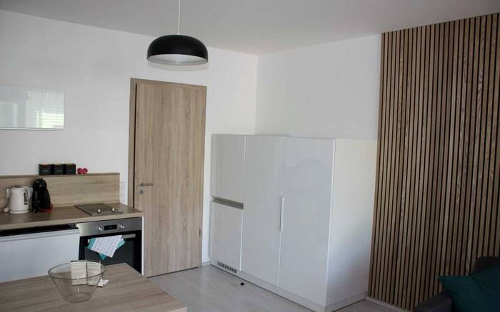 Studio 1+kk s balkonem a rozkládací pohovkou