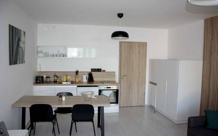 Studio 1+kk s balkonem a rozkládací pohovkou